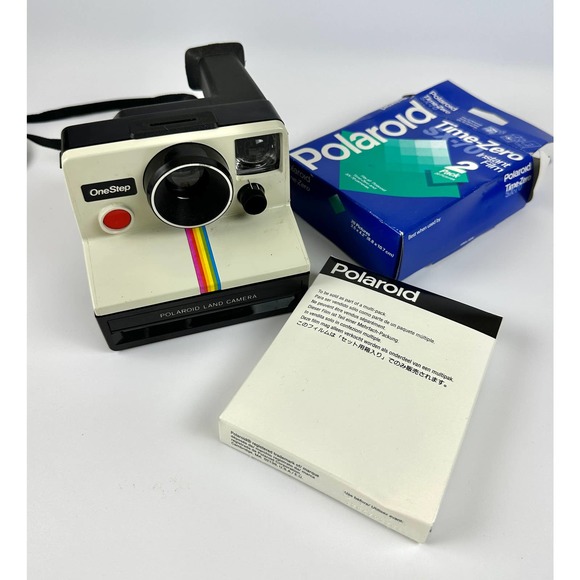 Vintage Polaroid One Step SX-70 Camera And Film White Rainbow Stripe - Picture 9 of 13